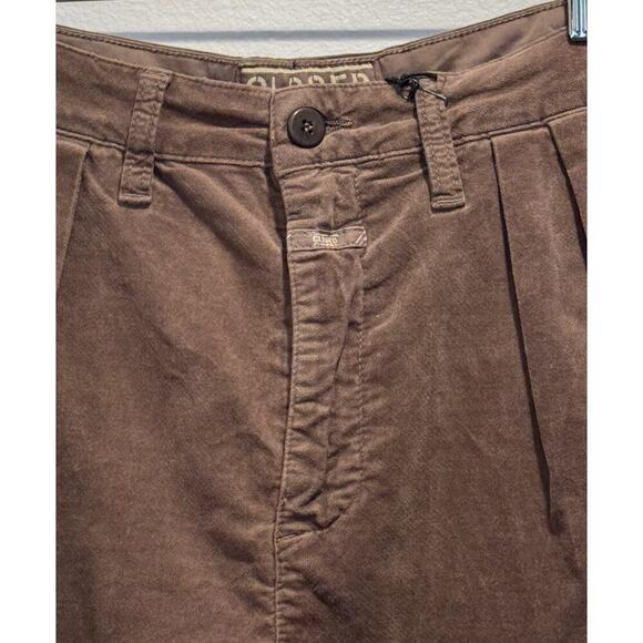 CLOSED Size 42 Made In Italy Brown Velvet Shorts Barry High Rise Pleated Pockets - Picture 3 of 9